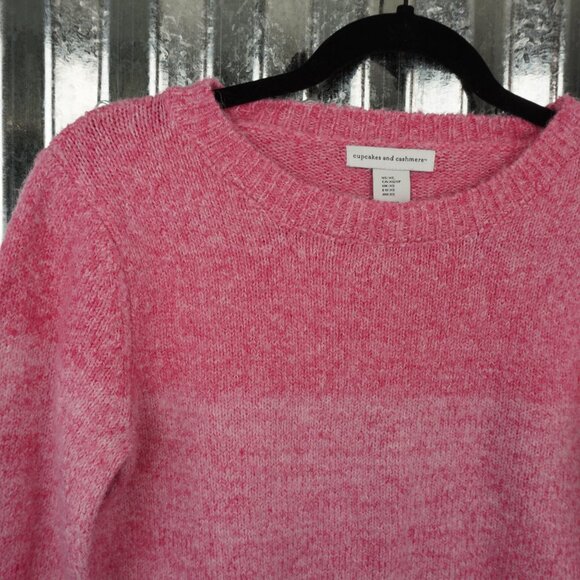 Cupcakes and Cashmere Women's Sweater Pink White Colorblock XSmall Crewneck Soft - Picture 6 of 8